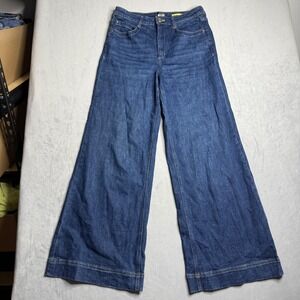 Anthropologie Maeve Jeans Womens 29 Dark Wash Wide Leg High Rise Fading Baggy